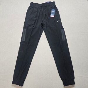 Reebok Mens‎ Traveler Jogger Pants Black Tapered Slim Cargo REM233PA25001 Small